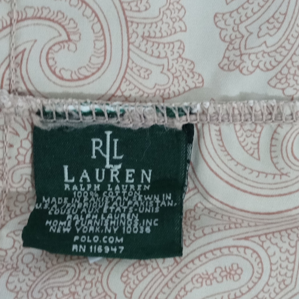 Ralph Lauren King Pillowcase Beige Red Paisley - Picture 11 of 12